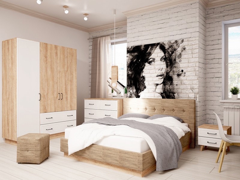 Шкаф трёхдверный с ящиками Ханна