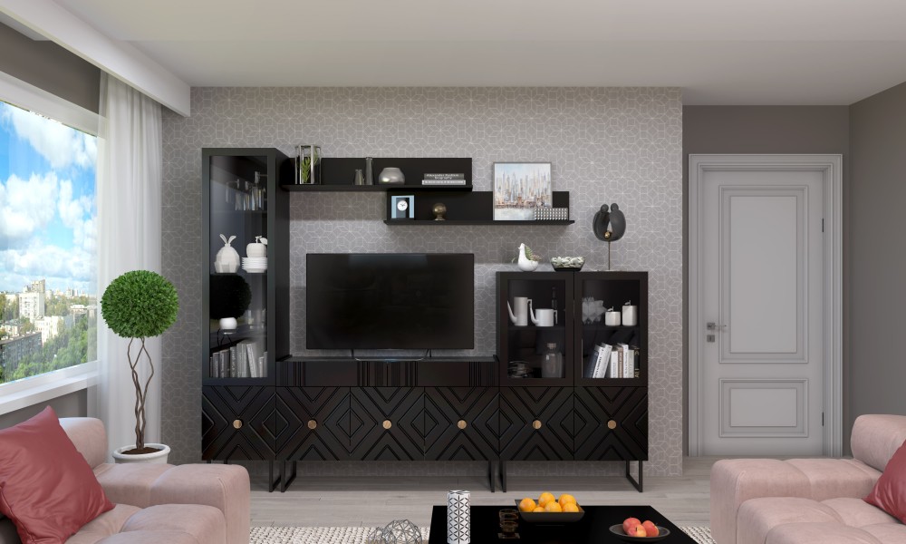 Шкаф низкий (2 стеклодвери) Марсель