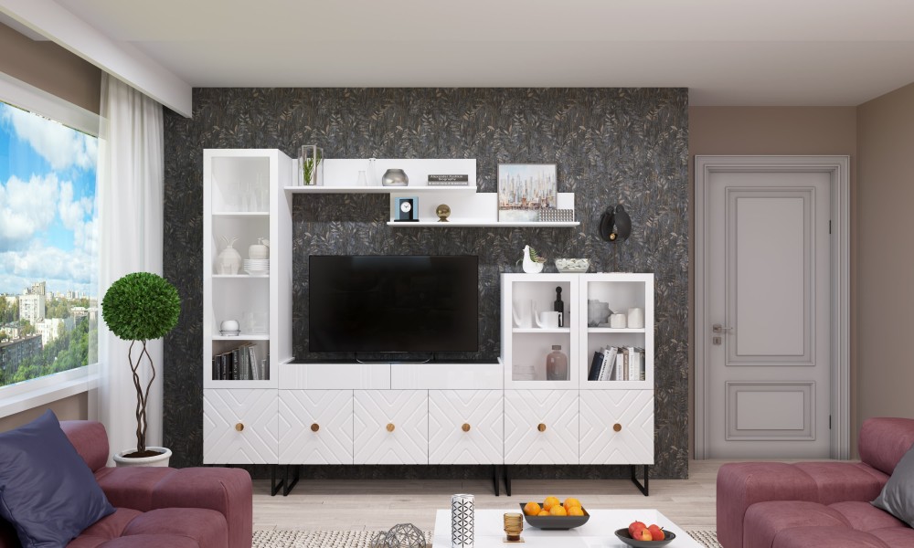 Шкаф низкий (2 стеклодвери) Марсель