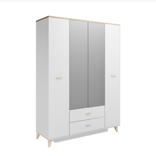 Шкаф четырёхдверный с зеркалами и ящиками Элика