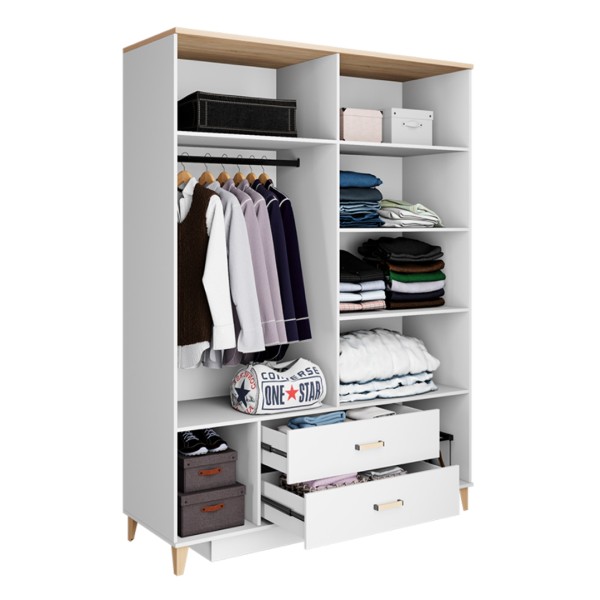 Шкаф четырёхдверный с зеркалами и ящиками Элика