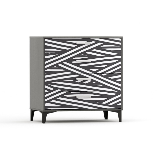 Комод L II Серый шпон, Принт 14 Лайн Z