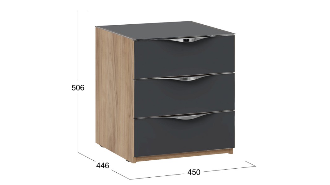 Тумба прикроватная 3 ящика Глосс