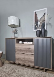 Комодино MODERNO-1400, Делано серый, Ф-5 Гиннесс мат