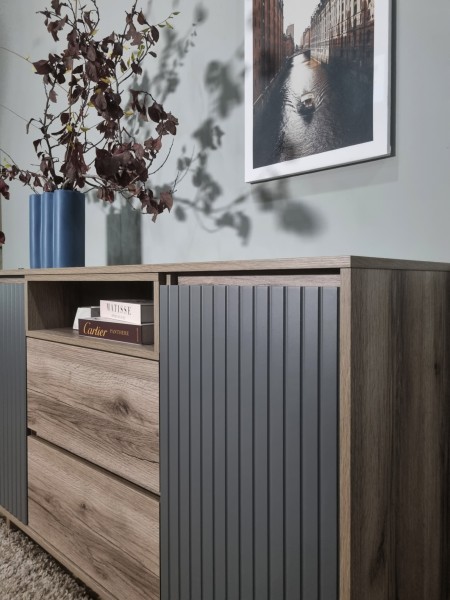 Комодино MODERNO-1400, Делано серый, Ф-5 Гиннесс мат