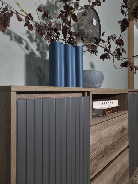 Комодино MODERNO-1400, Делано серый, Ф-5 Гиннесс мат