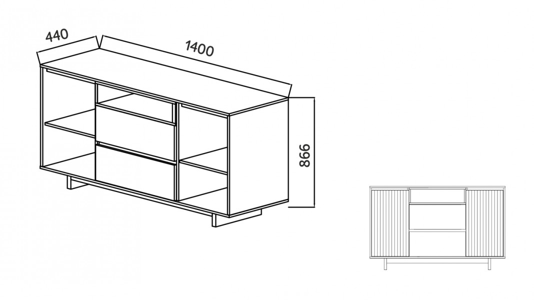 Комодино MODERNO-1400, Делано серый, Ф-5 Гиннесс мат