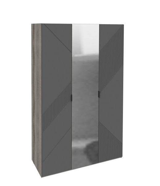 Шкаф трёхдверный с зеркалом и полками Манхеттен