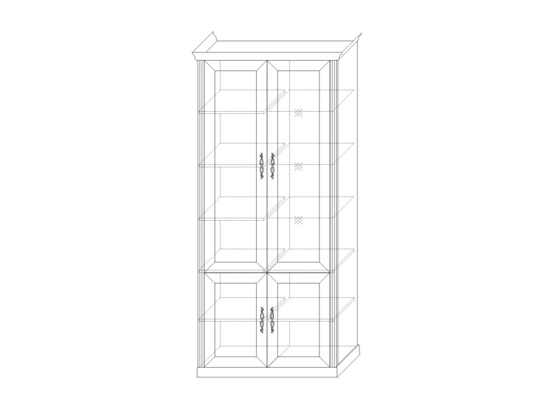 Шкаф-витрина четырёхдверный (1 стеклодверь) Венето