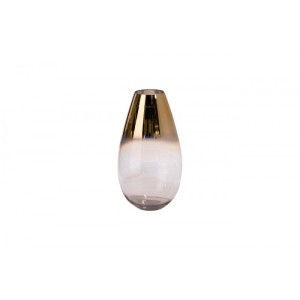 Ваза стеклянная розовая с золотом