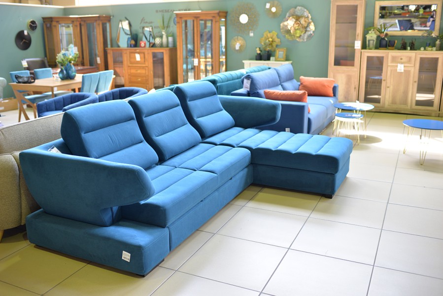 Диван угловой Лагуна правый (синий)